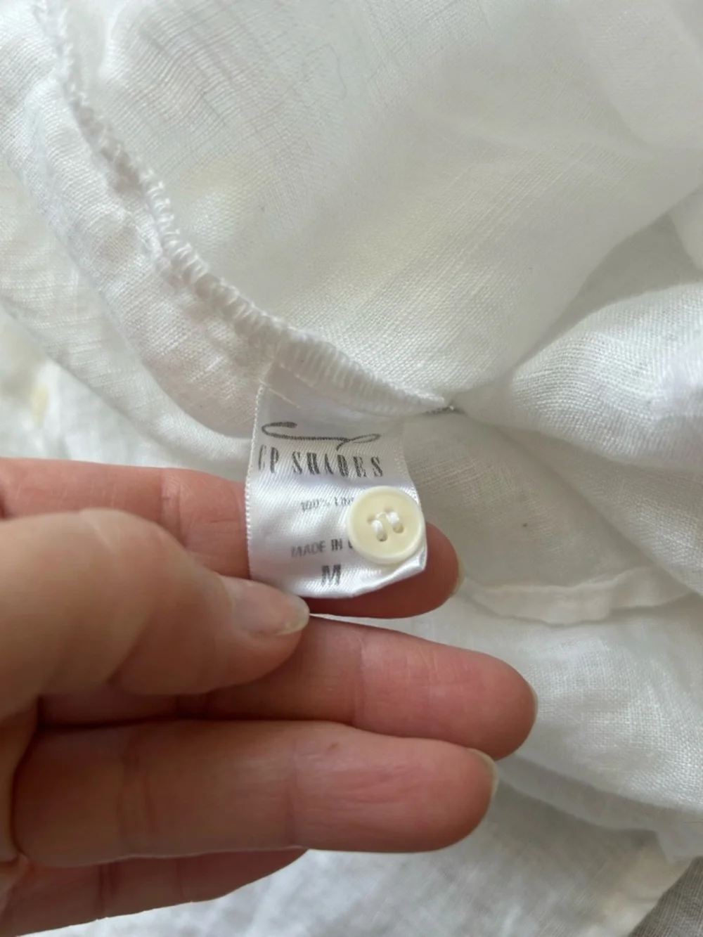 CP Shades White Linen Button-Down Shirt, M - Picture 6 of 6